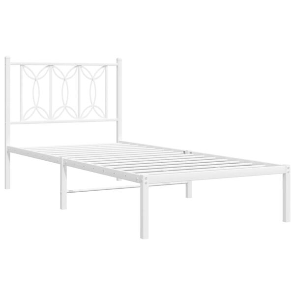 vidaXL Estrutura de cama com cabeceira 90x200 cm metal branco