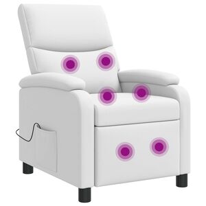 vidaXL Recliner de Massagem Branco Couro Sint&eacute;tico