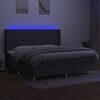 vidaXL Cama box spring c/ colch&atilde;o e LED 200x200 cm tecido cinza-escuro