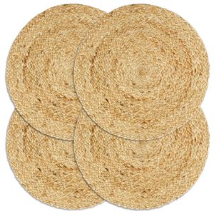 vidaXL Individuais de mesa 4 pcs em juta liso 38 cm redondo natural
