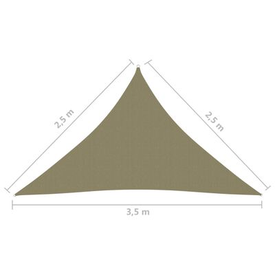 vidaXL Para-sol estilo vela tecido oxford triangular 2,5x2,5x3,5m bege
