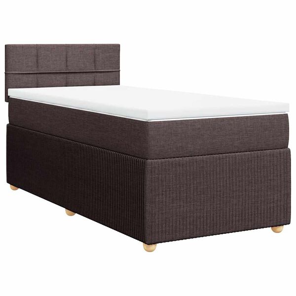 vidaXL Cama com molas/colch&atilde;o 90x190 cm tecido castanho-escuro
