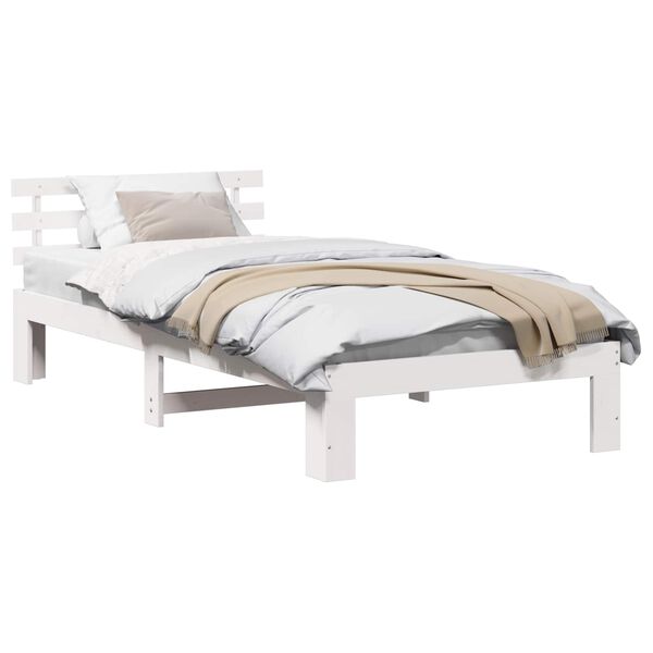 vidaXL Estrutura da Cama Branco 90 x 200 cm Madeira de Pinheiro S&oacute;lida