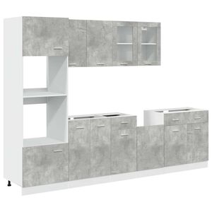 vidaXL 7 pcs conj. de arm&aacute;rios de cozinha Lyon cinzento cimento