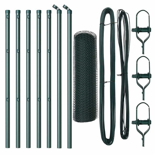 vidaXL Poste de Cerca Verde 10 x 0,8 m (malha de 25 mm) Aço e PVC