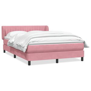 vidaXL Cama com molas/colch&atilde;o 140x220 cm veludo rosa
