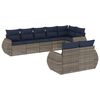 vidaXL Conjunto de sof&aacute; de jardim com 8 pe&ccedil;as e almofadas em rattan sint&eacute;tico cinza