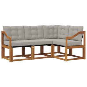 vidaXL Conjunto de Sof&aacute;s para Exterior 4 unid. Cinza Natural e Claro