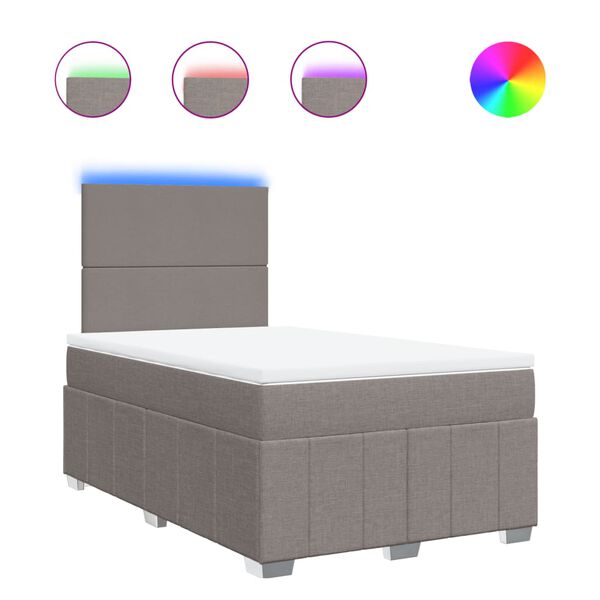 vidaXL Cama boxspring c/ colch&atilde;o 120x190cm tecido castanho-acinzentado