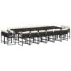 vidaXL 17 pcs conjunto de jantar p/ jardim c/ almofad&otilde;es vime PE preto