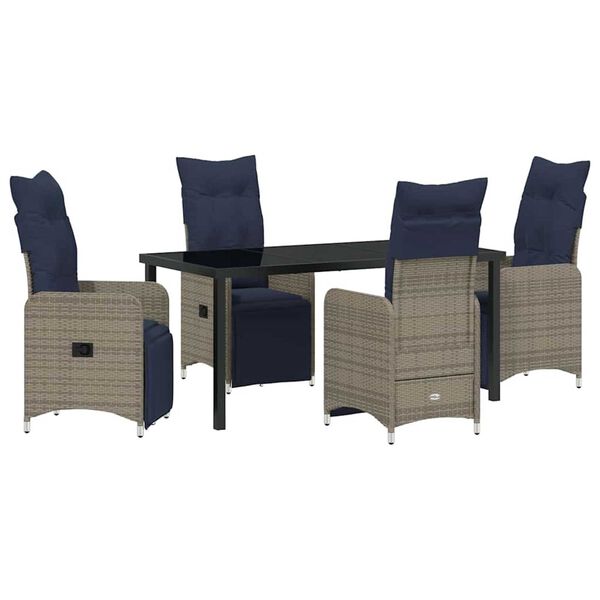 vidaXL Conjunto de Mesa e Cadeiras 5 pcs Cinzeto Rattan de PE