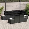 vidaXL Conjunto de Sof&aacute; de Jardim com almofada 7 pcs Preto vime PE