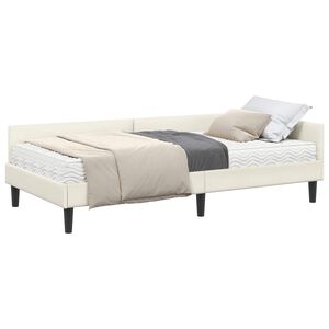 vidaXL Estrutura de Cama de Canto com Colch&atilde;o 2 unid. Creme