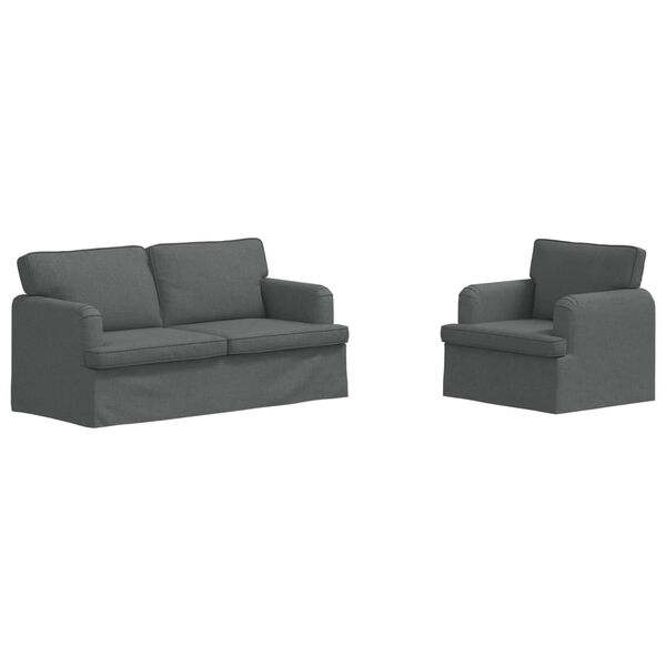 vidaXL Conjunto de Sof&aacute;s 2 pcs Cinza Escuro 162 x 80 x 85 cm tecido
