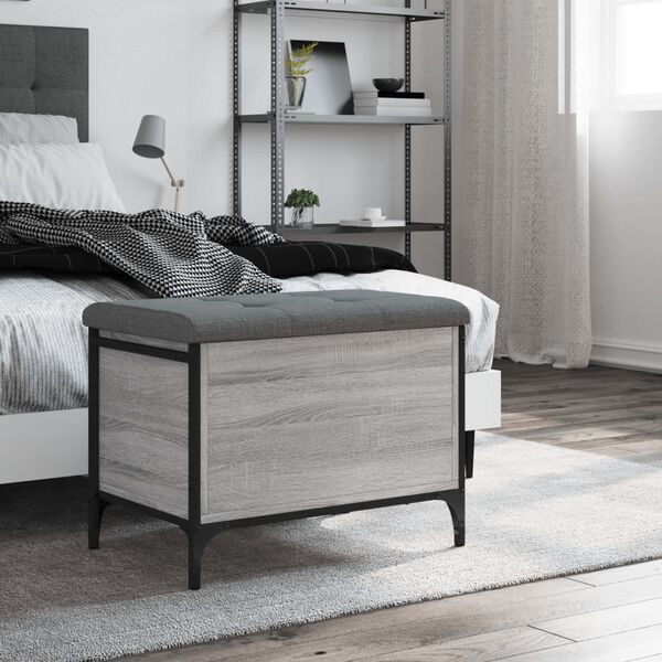 vidaXL Banco de arruma&ccedil;&atilde;o 62x42x45cm derivados madeira cinzento sonoma