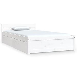 vidaXL Estrutura cama com gavetas 90x190 cm Single branco