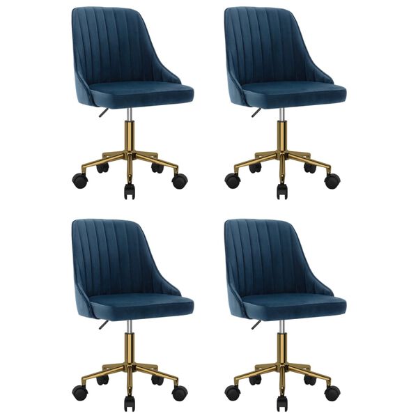 vidaXL Cadeiras de jantar girat&oacute;rias 4 pcs veludo azul