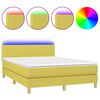 vidaXL Cama box spring c/ colch&atilde;o e LED 140x200 cm tecido verde