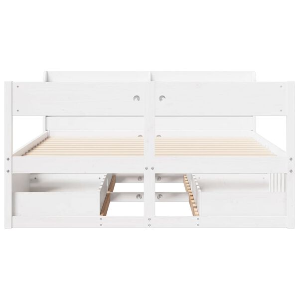 vidaXL Cama sem colch&atilde;o 140x190 cm madeira de pinho maci&ccedil;a branco