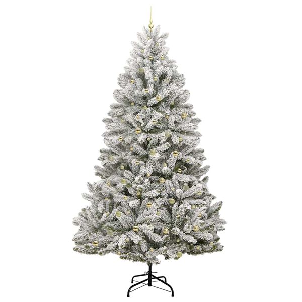 vidaXL Árvore de Natal Artificial Verde e Branco 270 cm PVC e Metal