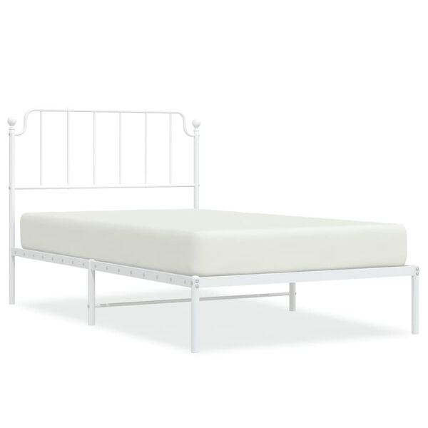 vidaXL Estrutura de cama em metal com cabeceira 107x203 cm branco