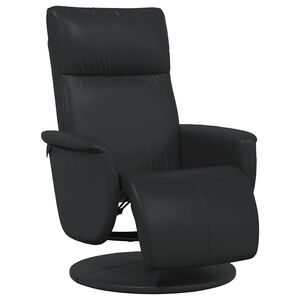 vidaXL Cadeira reclin&aacute;vel com apoio de p&eacute;s couro artificial preto