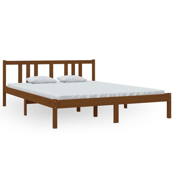 vidaXL Estrutura cama king 150x200 cm madeira maciça castanho-mel