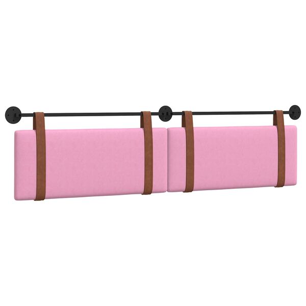 vidaXL Cabeceira Suspensa Liso Rosa 210 x 55 x 5 cm PU Antigo