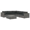 vidaXL 6 pcs conjunto lounge de jardim c/ almofad&otilde;es vime PE cinzento