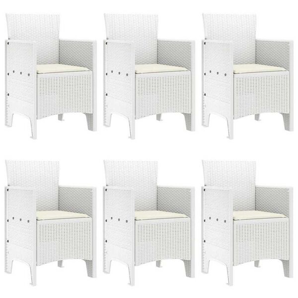 vidaXL Conjunto de Jantar para Jardim 7 pcs Branco Rattan Polt