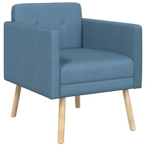 vidaXL Poltrona decorativa Azul Tecido de veludo canelado
