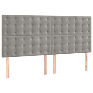 vidaXL Cabeceira Cinza Claro 200x5x118/128 cm Veludo