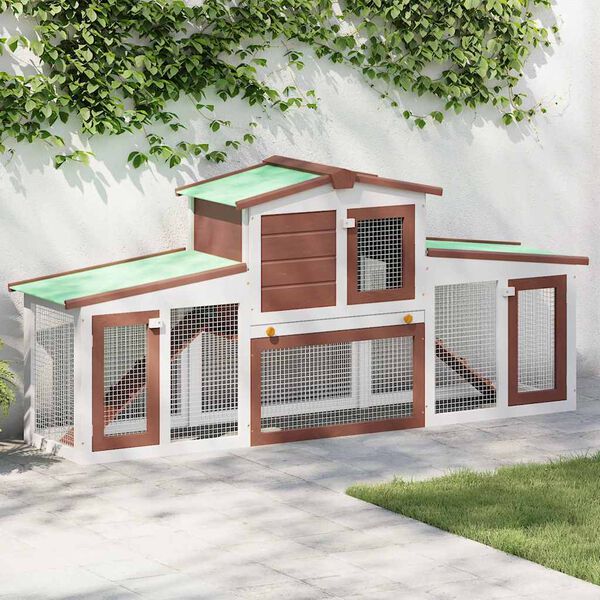 vidaXL Coelheira exterior grande 201x45x85cm madeira castanho e branco