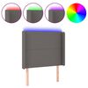 vidaXL Cabeceira cama c/ LED couro artif. 103x16x118/128 cm cinzento
