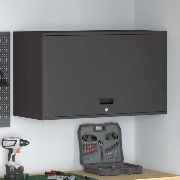 vidaXL Arm&aacute;rio de parede para garage Preto 90 x 40 x 53 cm