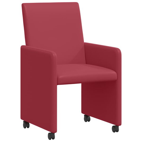 vidaXL Cadeiras de Jantar com Rodas com rodas 2 pcs vermelho tinto