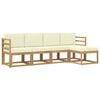 vidaXL Conjunto de Sof&aacute;s para Exterior 5 unid. Branco e Creme
