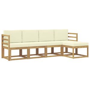 vidaXL Conjunto de Sof&aacute;s para Exterior 5 unid. Branco e Creme