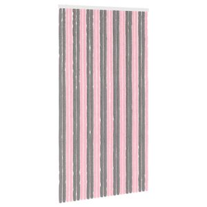 vidaXL Cortina de Insetos Chenille Cinza Prata e Rosa 118 x 220 cm