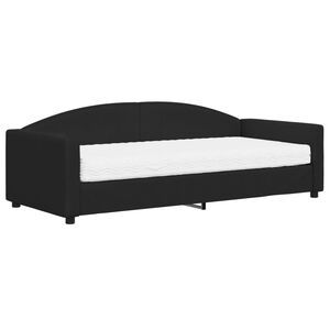 vidaXL Sof&aacute;-cama com colch&atilde;o 90x200 cm tecido preto