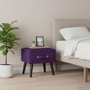 vidaXL Mesa-de-cabeceira 40x35x40 cm veludo roxo escuro