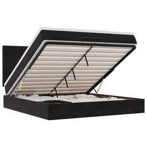 vidaXL Estrutura de cama otomana com colch&otilde;es 160x200 cm veludo preto