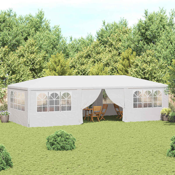 vidaXL Tenda festas profissional + paredes laterais 4x9m 90g/m&sup2; branco