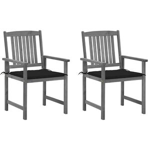 vidaXL Cadeiras de jardim com almofad&otilde;es 2 pcs ac&aacute;cia maci&ccedil;a cinza