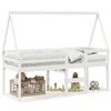 vidaXL Cama alta com telhado 75x190 cm pinho maci&ccedil;o branco