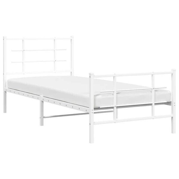 vidaXL Estrutura de cama com cabeceira e pés 90x200 cm metal branco