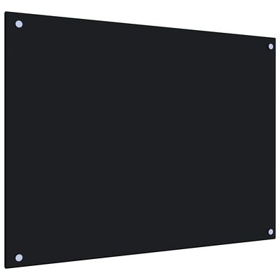 vidaXL Painel anti-salpicos de cozinha 80x60 cm vidro temperado preto