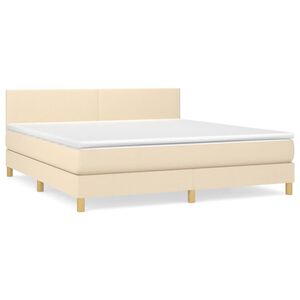 vidaXL Cama com molas/colch&atilde;o 180x200 cm tecido cor creme