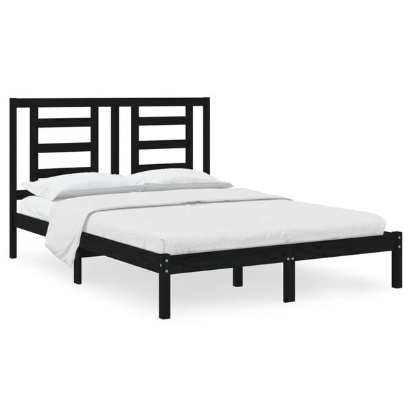 vidaXL Estrutura de cama 140x190 cm madeira de pinho maciça preto