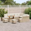 vidaXL Conjunto de Sof&aacute; de Jardim com almofada 12 pcs Bege vime PE